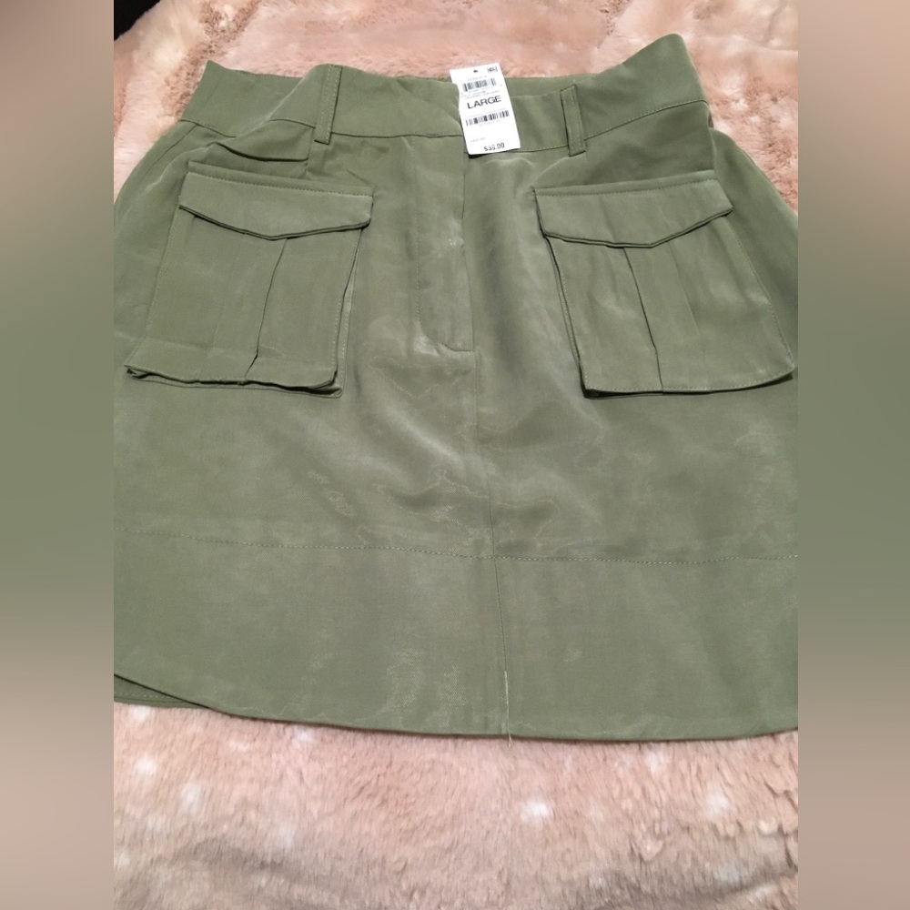 And Now This Olive Green Utility Pocket Skirt